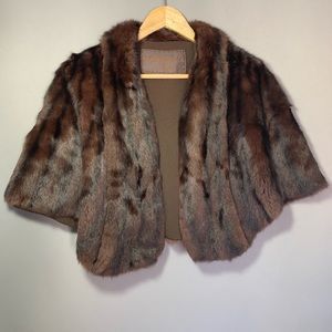 Vintage J.L. Hudson Detroit Dark brown mink shawl